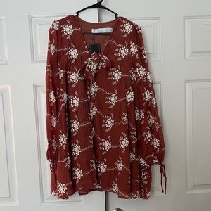 Rust floral dress